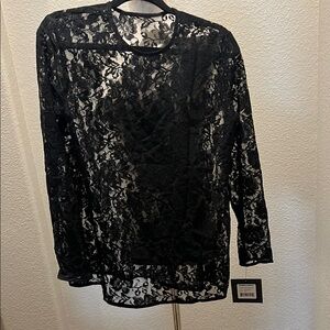 Elegant Black Lace Top by Norma Kamali new with tags size small